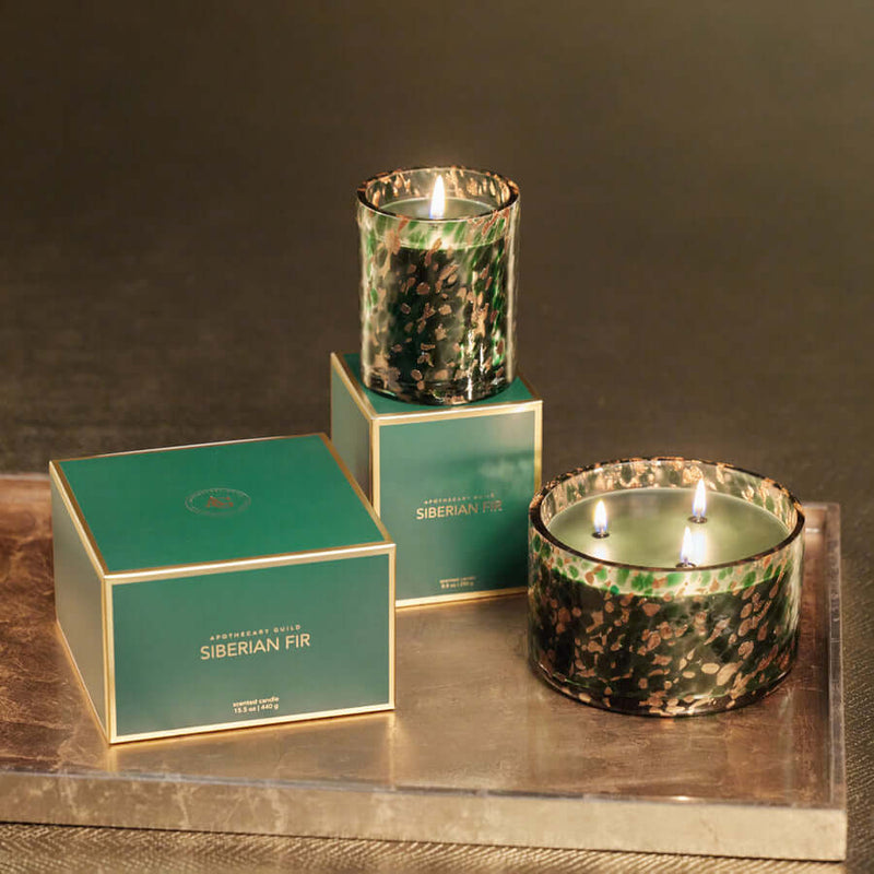 Spangled Glass Scented Candle - Green & Gold - Home Fragrance by Carlyle Avenue