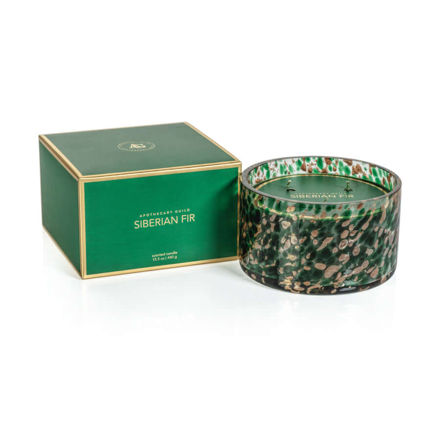 Spangled Glass Scented Candle - Green & Gold - Home Fragrance by Carlyle Avenue