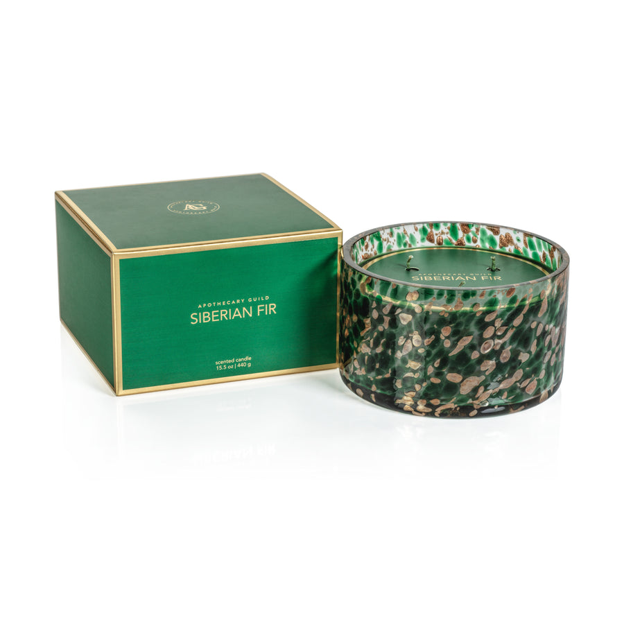 Spangled Glass Scented Candle - Green & Gold