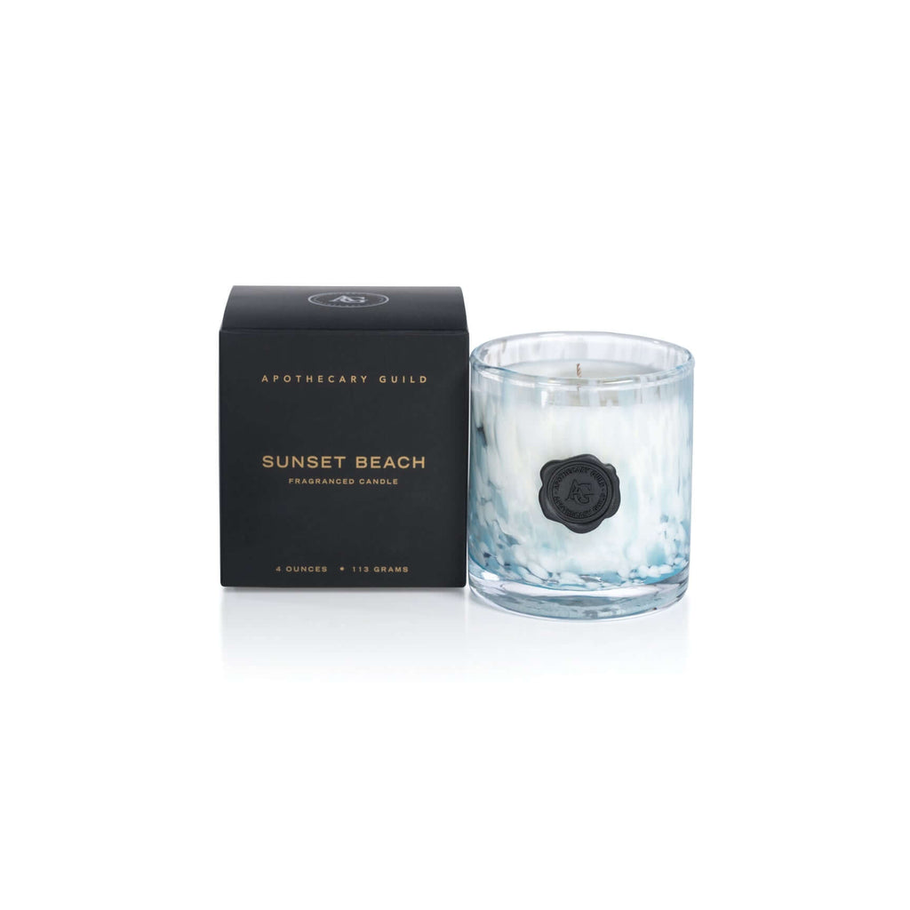 AG Opal Glass Candle - White & Blue - Sunset Beach - Candles by Carlyle Avenue