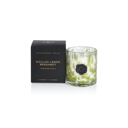 AG Opal Glass Candle - Green - Sicilian Lemon Bergamot - Candles by Carlyle Avenue