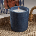 Candle in Natural Raffia Basket - Navy Blue - Candles by Carlyle Avenue