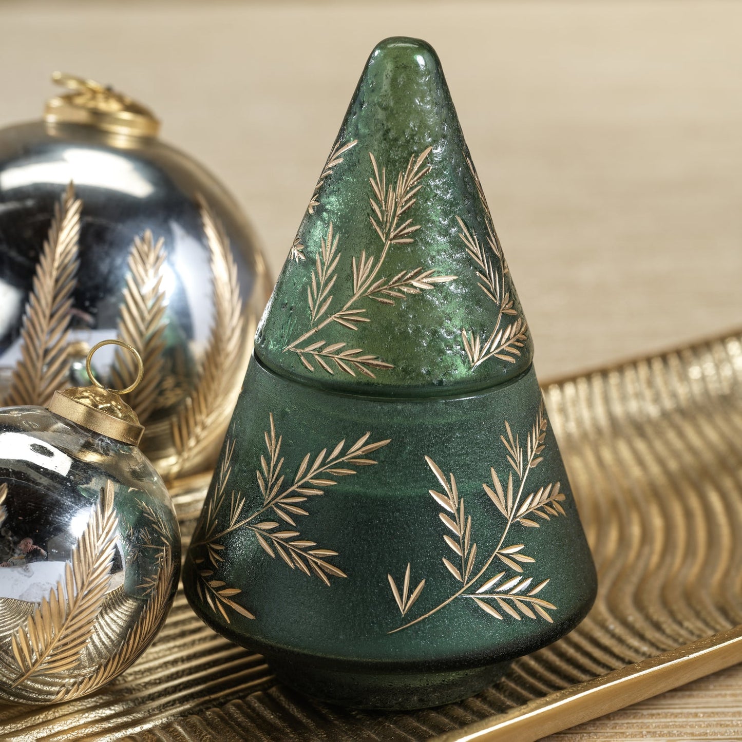 Gilded Leaf Vintage Glass Jar Candle