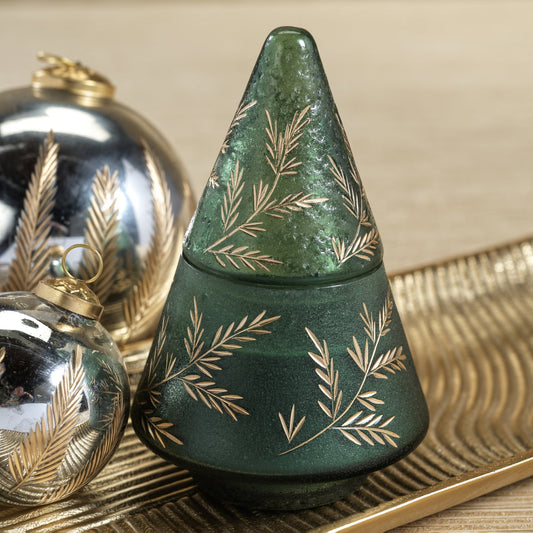 Gilded Leaf Vintage Glass Jar Candle