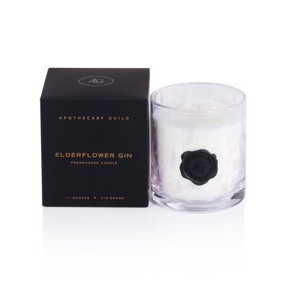 AG Opal Glass Candle - White & Pink - Elderflower Gin - Candles by Carlyle Avenue