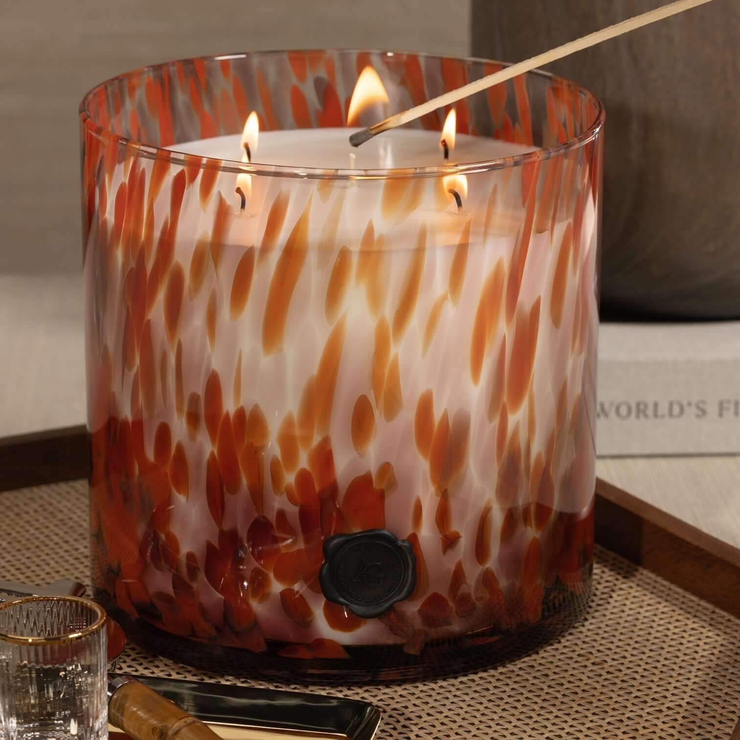 AG Opal Glass Candle - Red - Cardamom Negroni - Candles by Carlyle Avenue