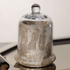 Marbella Scented Candle Jar with Cloche showcasing natural marble design and hand-blown glass dome.
