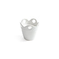 Citronella Pot Candle in matte white ceramic with scalloped rim and cut-out details.