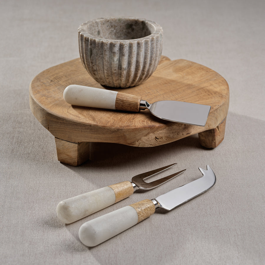 Marble and Wood Cheese Tool Set - Kitchenware by Carlyle Avenue