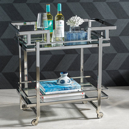 Harry's Polished Steel Bar Cart - Furniture by Carlyle Avenue