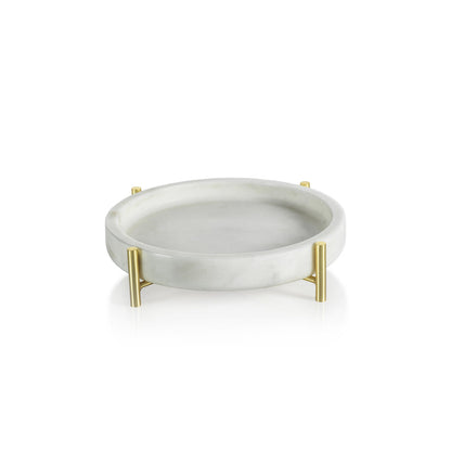 Palomar Round Marble Tray on Metal Stand - Trays by Carlyle Avenue