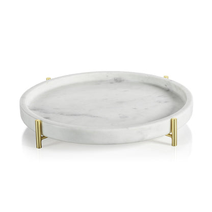 Palomar Round Marble Tray on Metal Stand - Trays by Carlyle Avenue