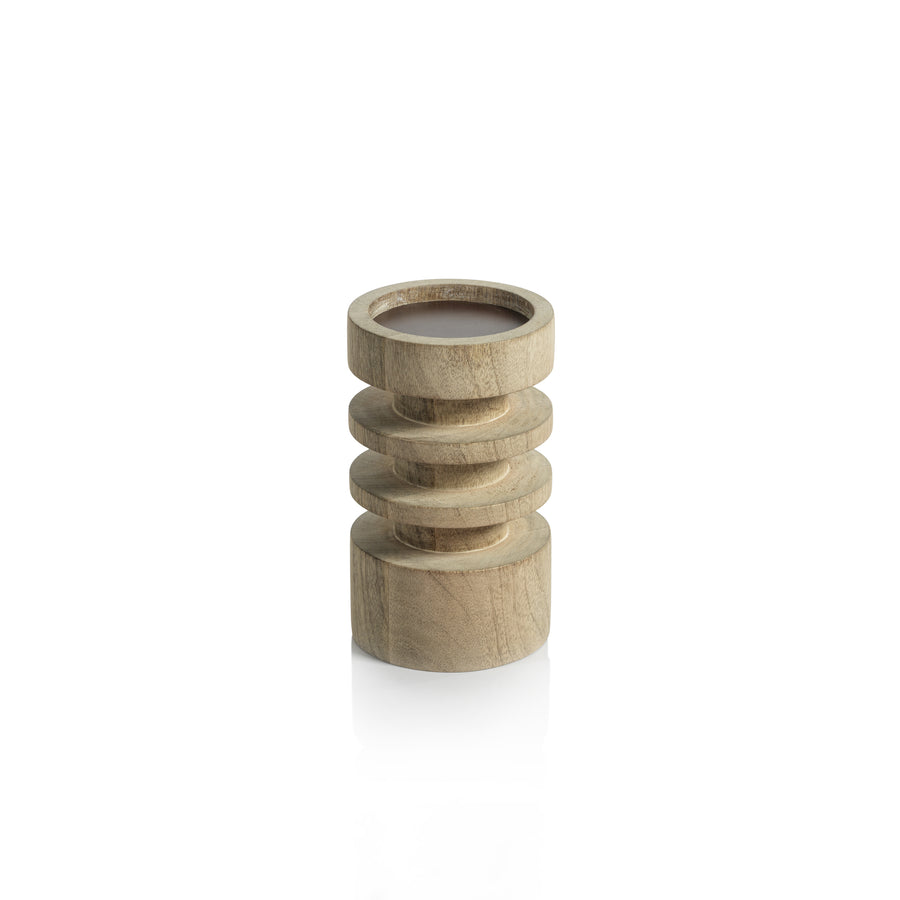 Le Salama Carved Mango Wood Pillar Holders