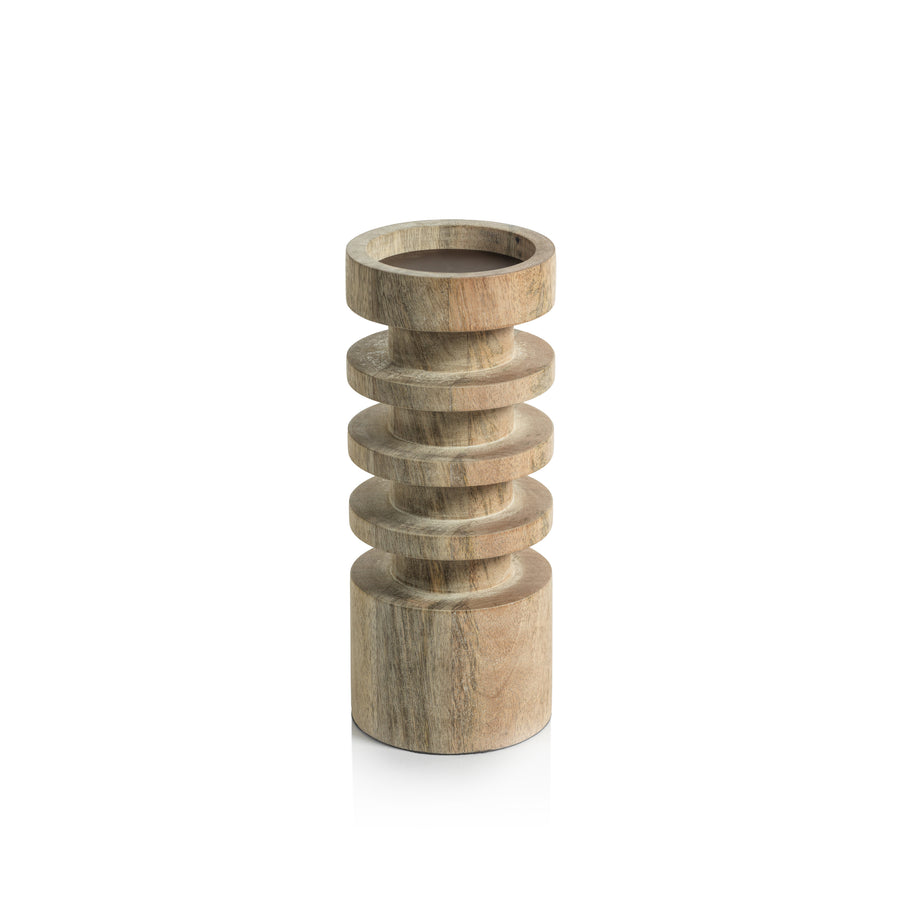 Le Salama Carved Mango Wood Pillar Holders