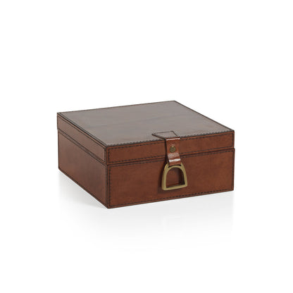 The Connaught Leather Box - Square - Boxes by Carlyle Avenue