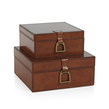 The Connaught Leather Box - Square - Boxes by Carlyle Avenue