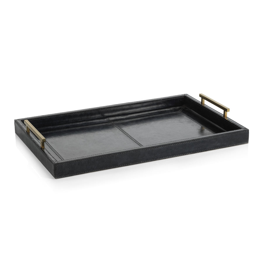 Savoy Blue Leather Bar Tray