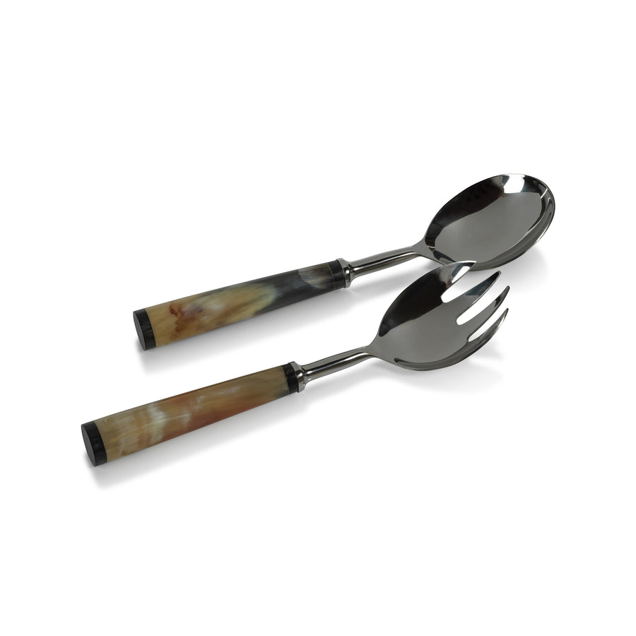 Langham Salad Server Set with Horn Handles - Small