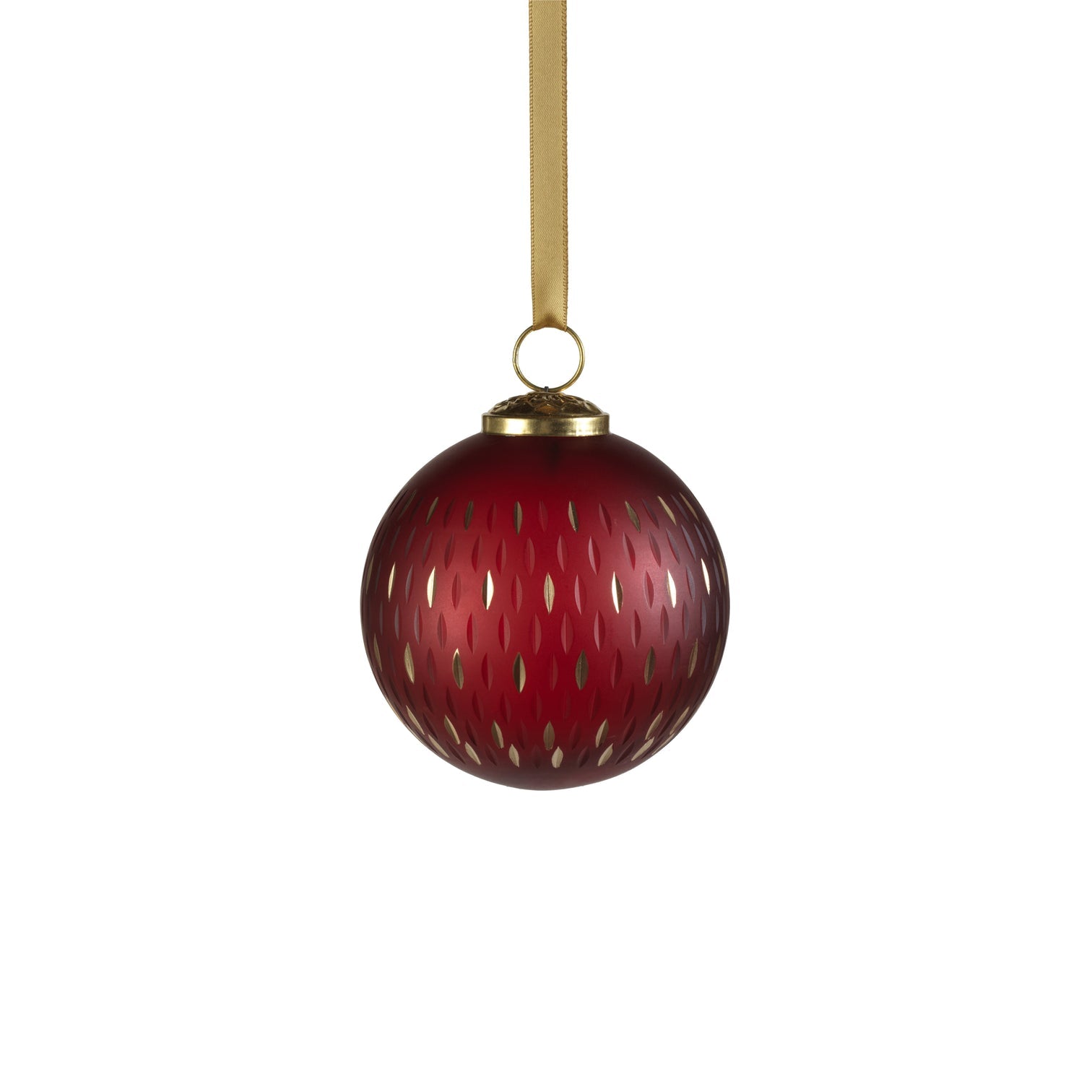 Frosted & Etched in Gold Glass Ornament - Red - Ornaments by Carlyle Avenue