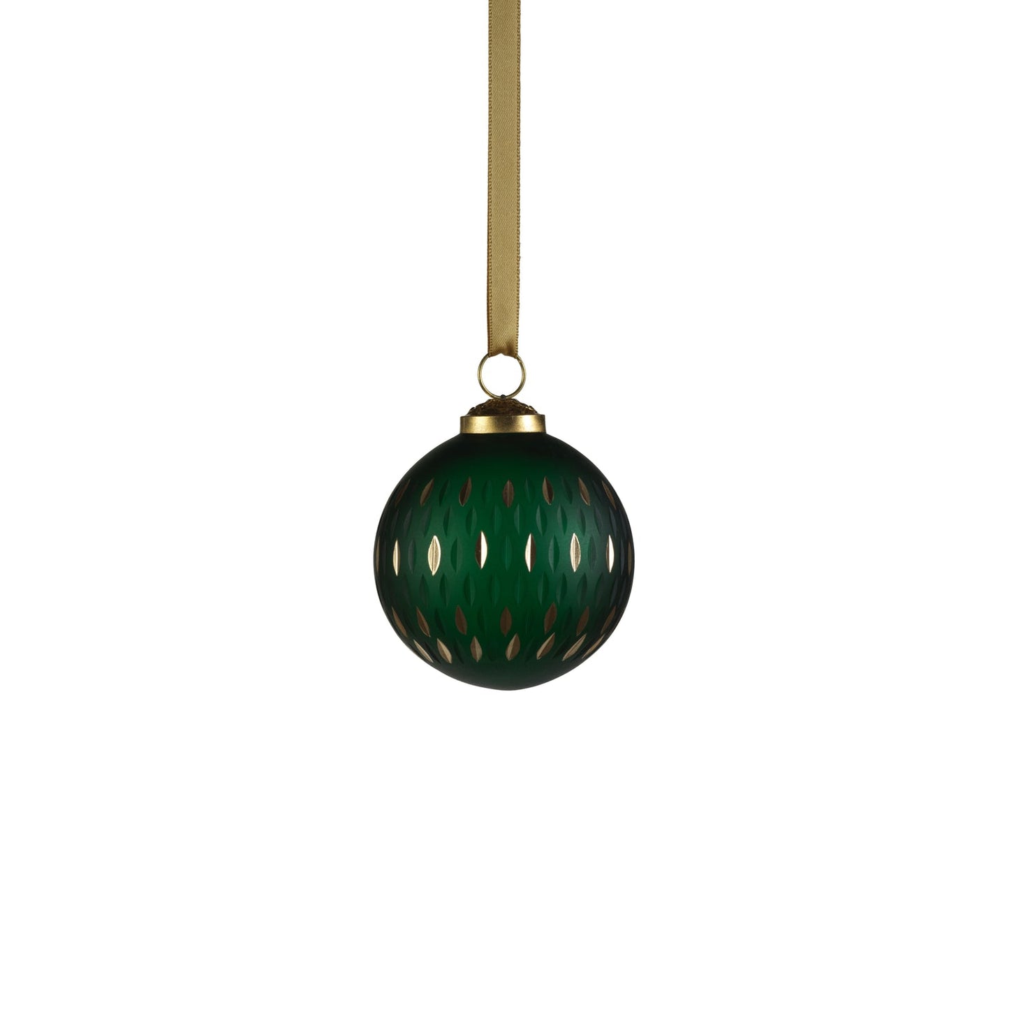 Frosted & Etched in Gold Glass Ornament - Green