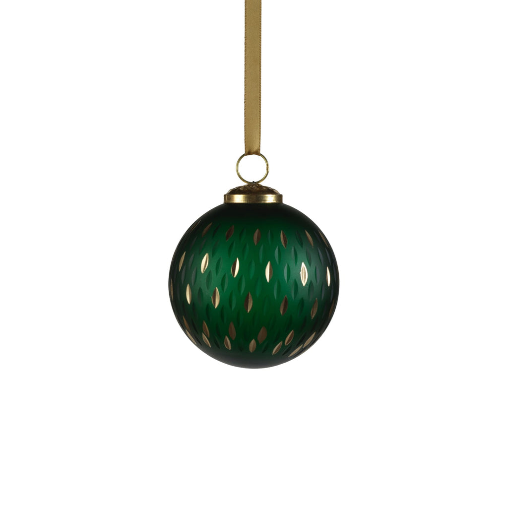 Frosted & Etched in Gold Glass Ornament - Green - Ornaments by Carlyle Avenue