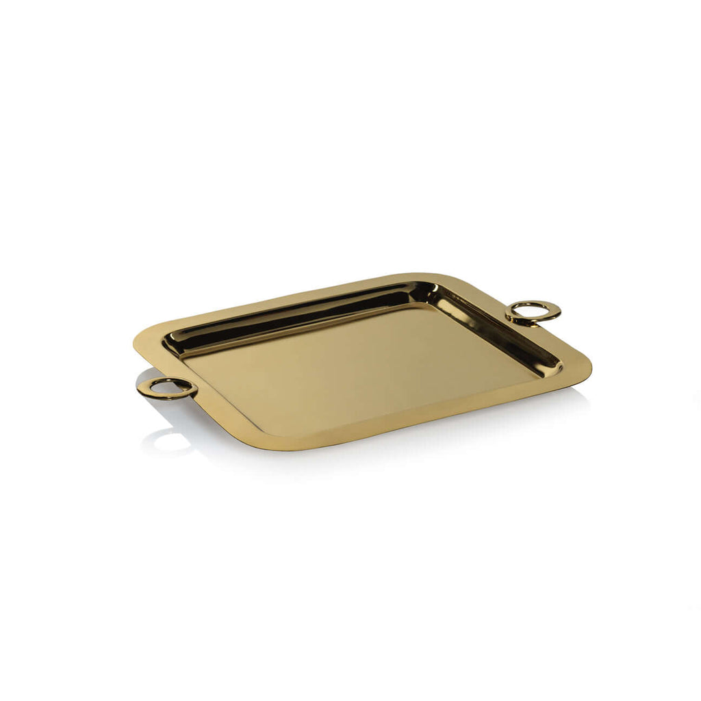 Bacardi Polished Brass Serving Tray - Gold - Trays by Carlyle Avenue