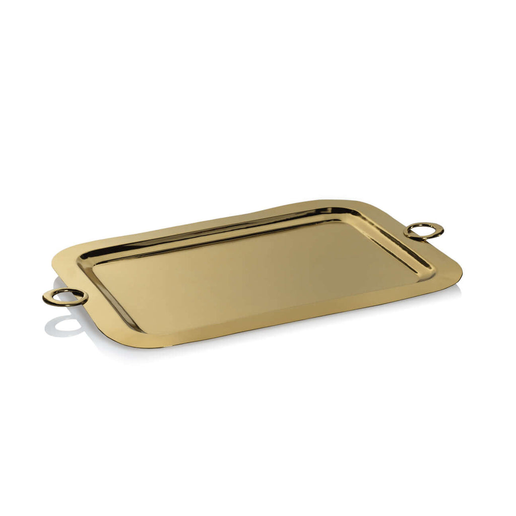 Bacardi Polished Brass Serving Tray - Gold - Trays by Carlyle Avenue