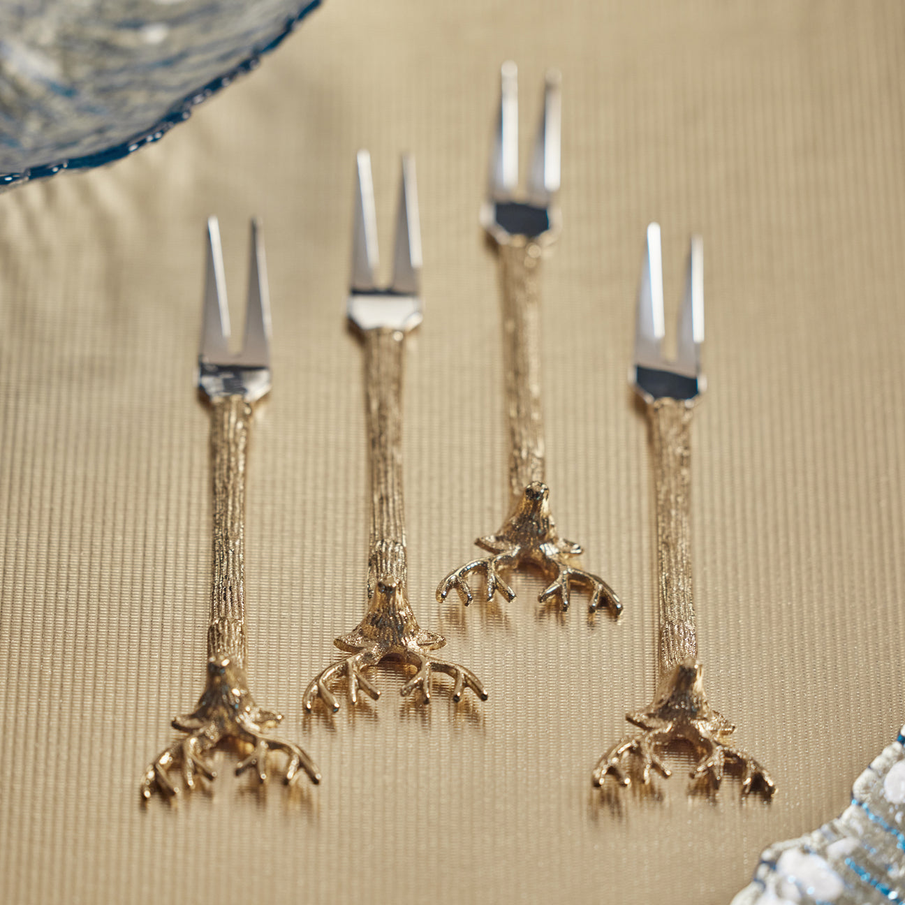 Set of 4 Stag's Head Cocktail / Cheese Forks