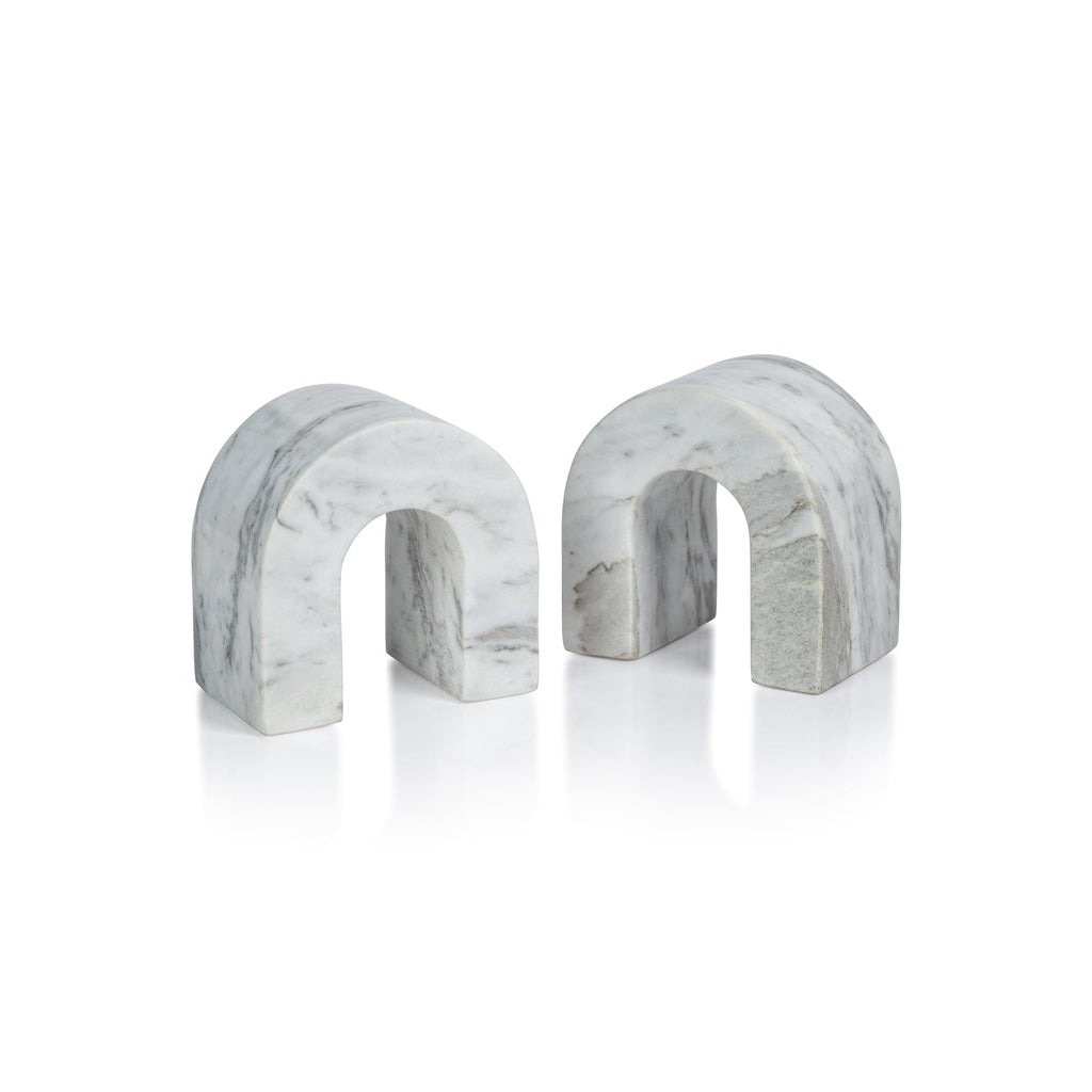 Marquino Set /2 White Marble Bookend - Bookends by Carlyle Avenue