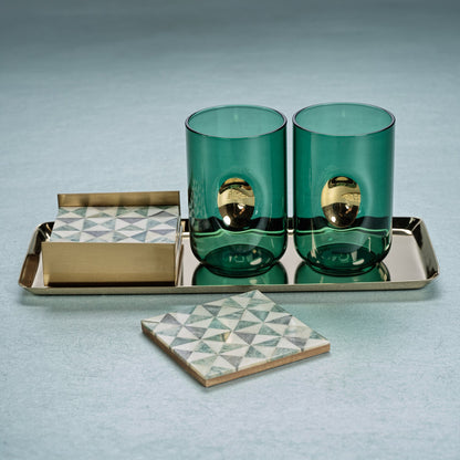 Four Martinez Bone Coasters w/Brass Tray - Coasters by Carlyle Avenue