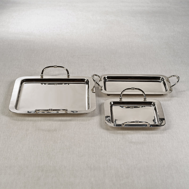 Manetta Steel & Brass Tray - Polished Nickel - Trays by Carlyle Avenue