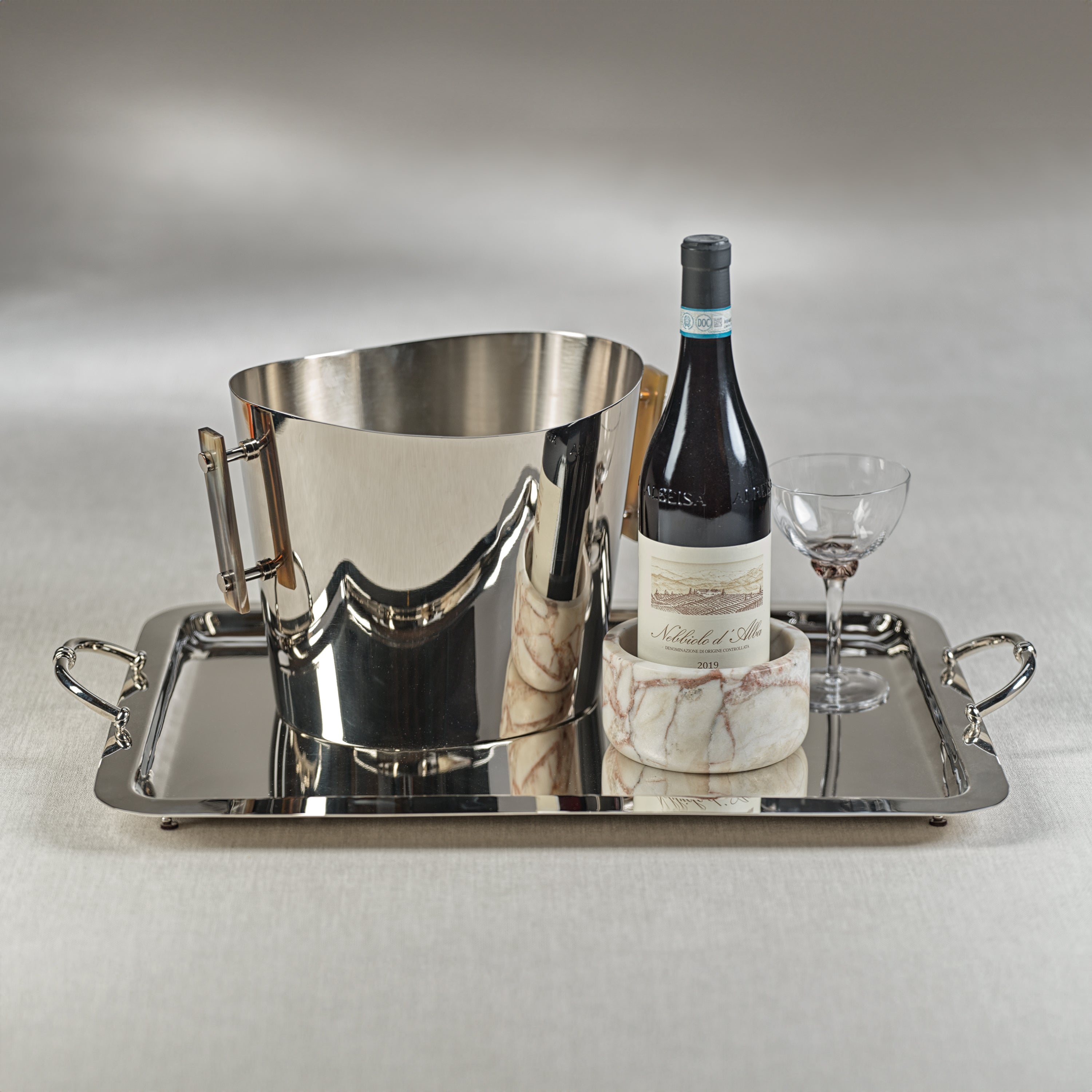 Manetta Steel & Brass Tray - Polished Nickel - Trays by Carlyle Avenue