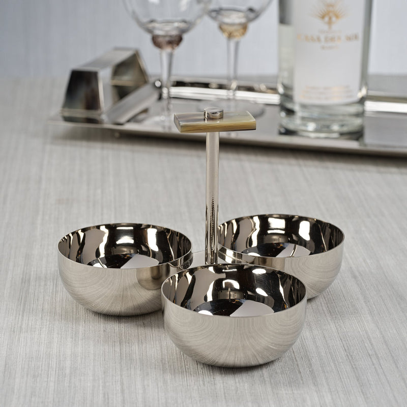 The Berkeley Serving Condiment Set with Horn Trim - Polished Nickel - Barware by Carlyle Avenue