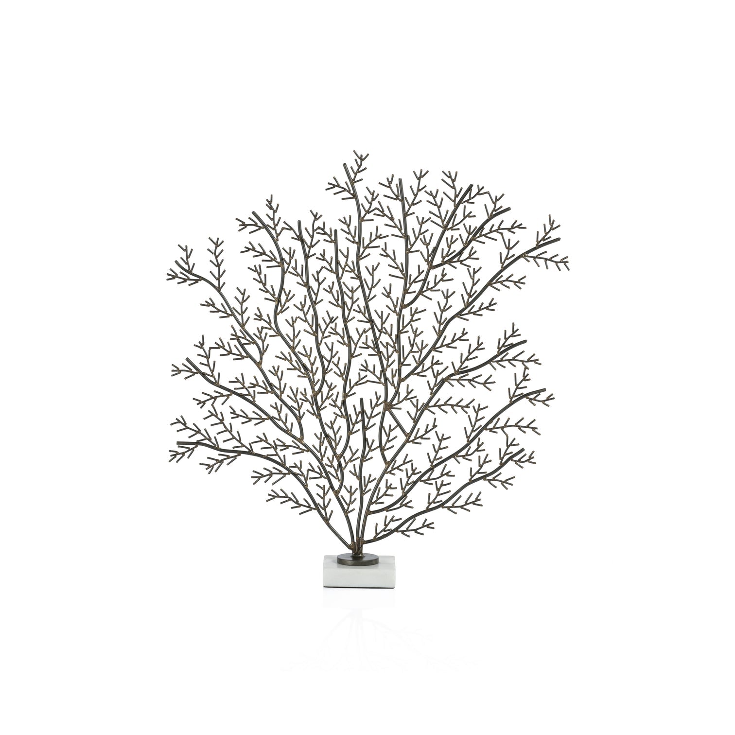 Coral Branch Metal Sculpture on Marble Base