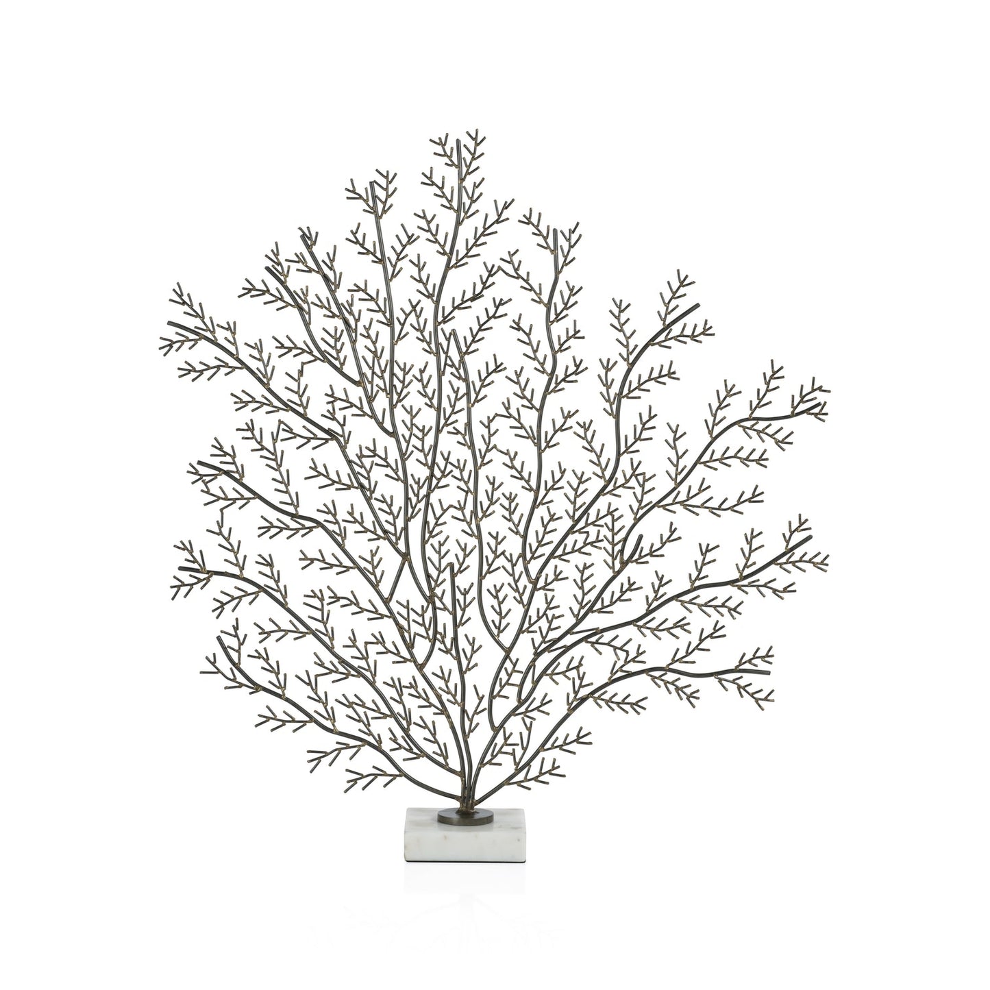 Coral Branch Metal Sculpture on Marble Base