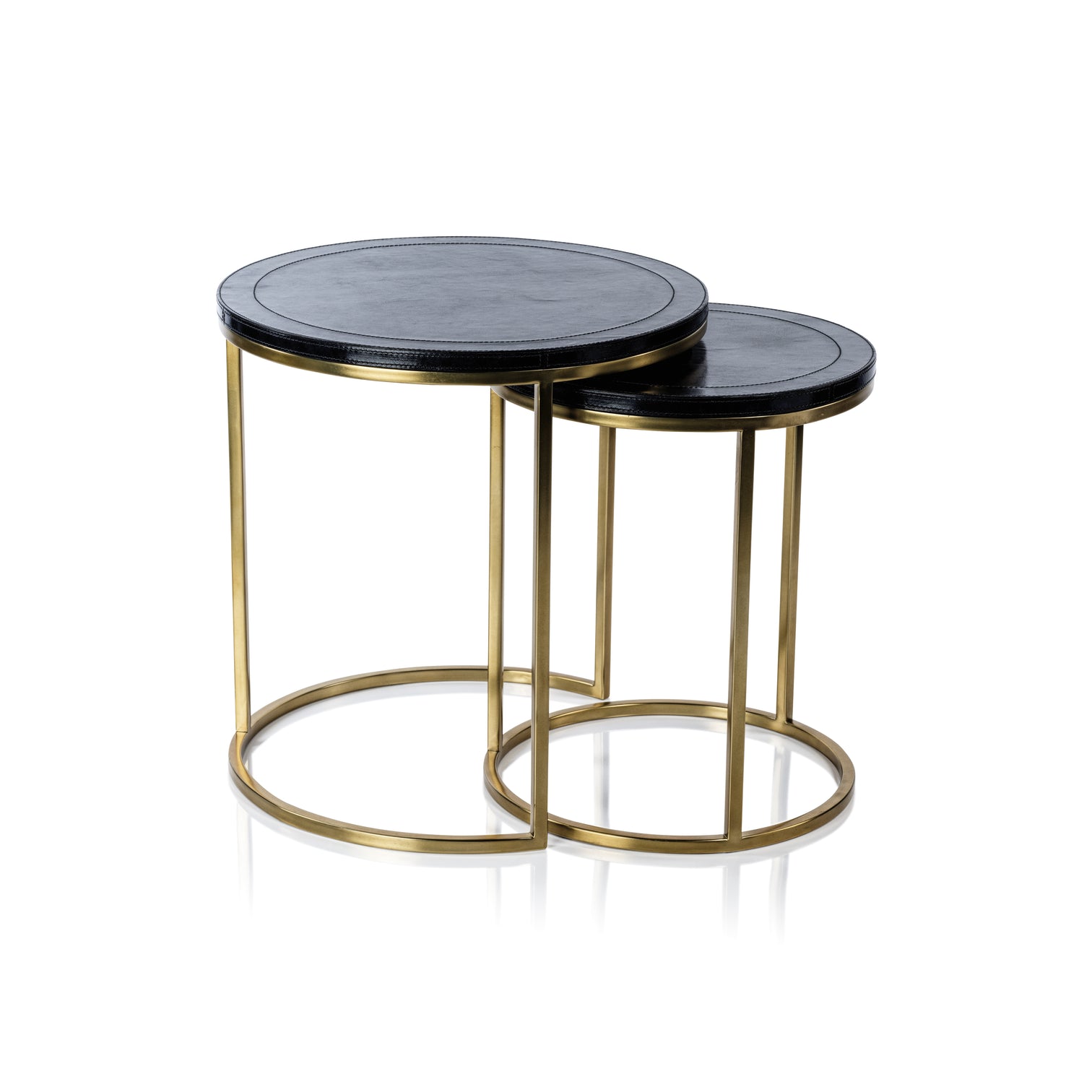Savoy Leather on Brass Nested Tables - Furniture by Carlyle Avenue