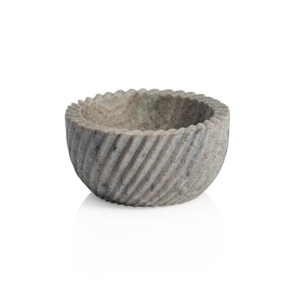 Ribbed Marble Bowl - Beige - Decorative Bowls by Carlyle Avenue