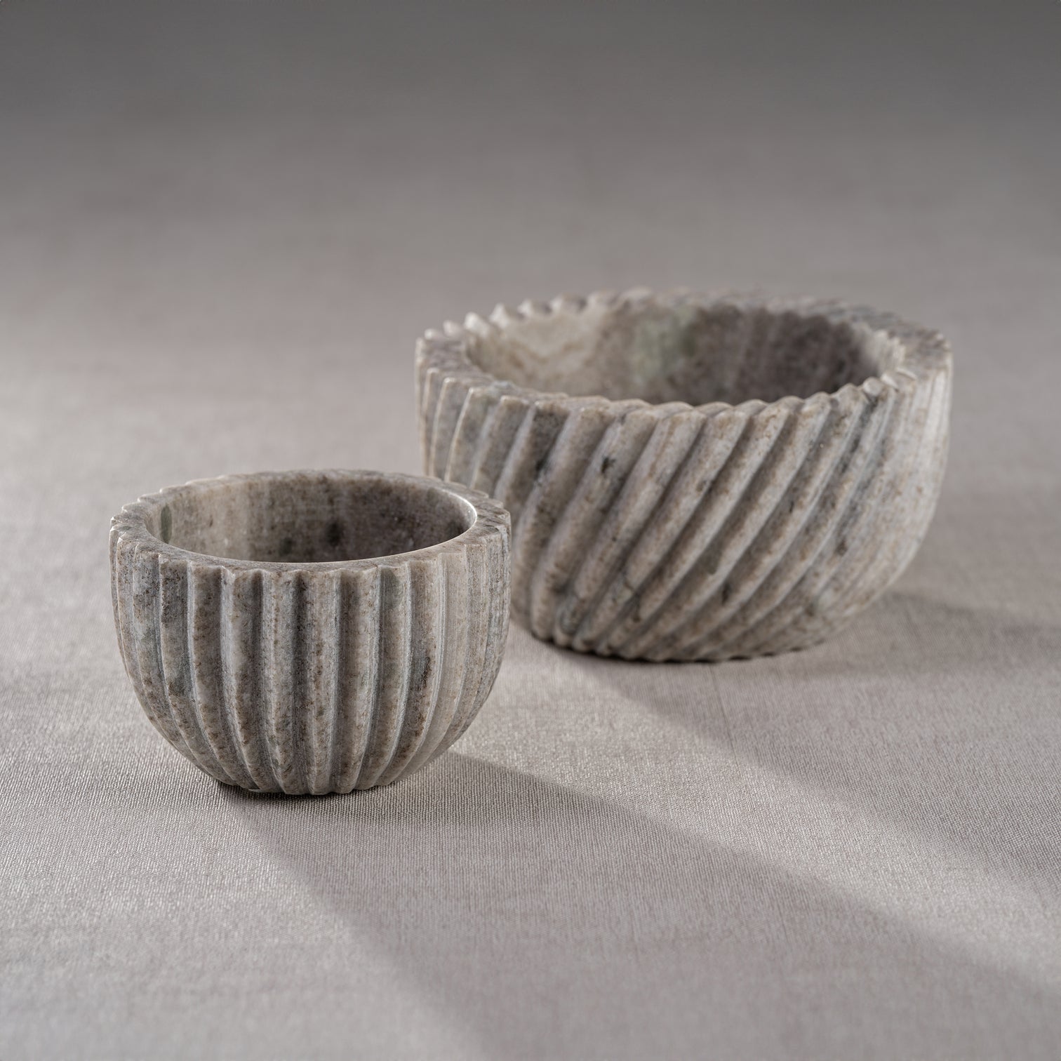 Ribbed Marble Bowl - Beige