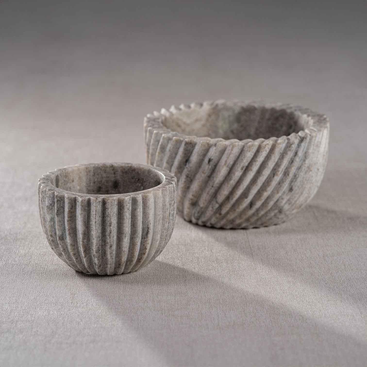 Ribbed Beige Marble Bowl - Bowls by Carlyle Avenue
