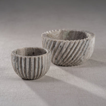 Ribbed Marble Bowl - Beige - Decorative Bowls by Carlyle Avenue