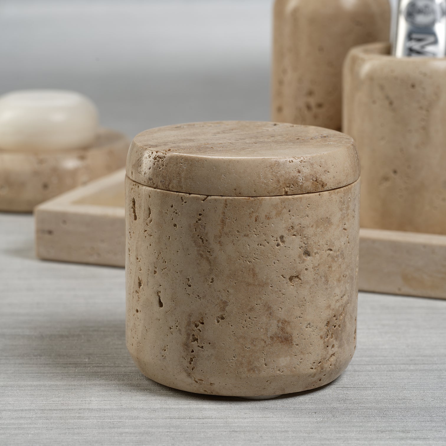 Travertine Marble Canister with Lid