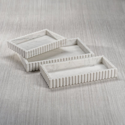 Camogli Scalloped Marble Tray - White - Tray by Carlyle Avenue