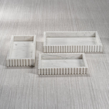 Camogli Scalloped Marble Tray - White - Tray by Carlyle Avenue