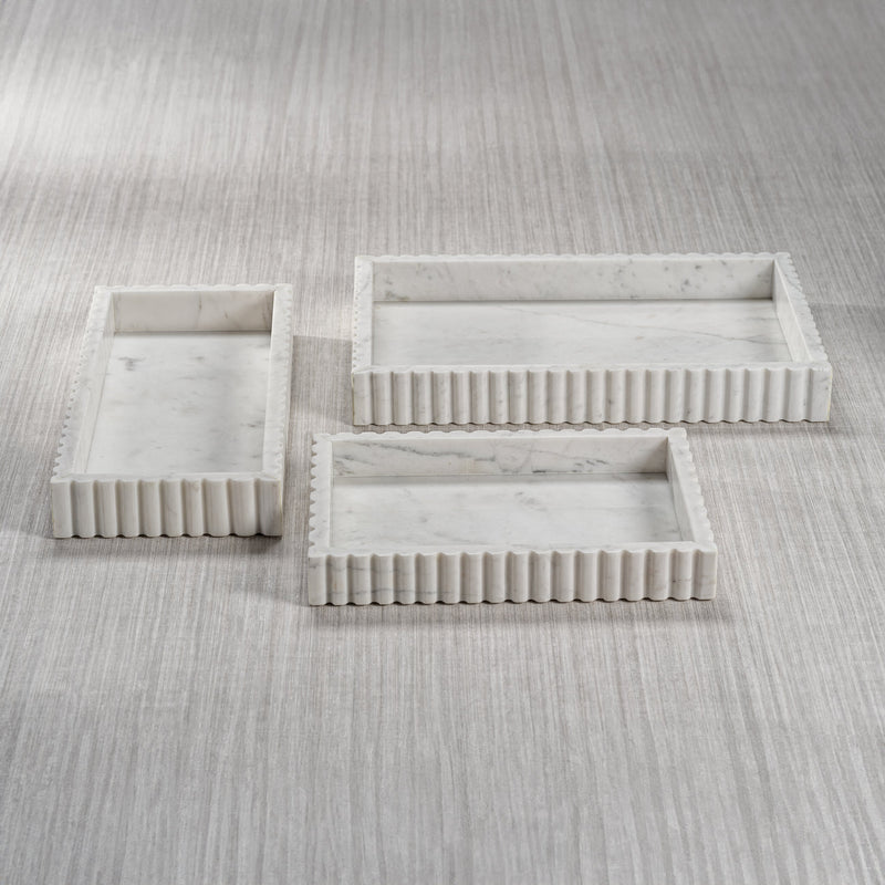 Camogli Scalloped Marble Tray - White - Tray by Carlyle Avenue
