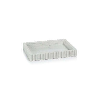 Camogli Scalloped Marble Tray - White - Tray by Carlyle Avenue
