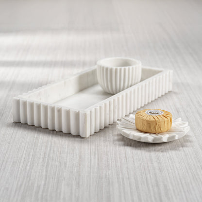 Camogli Scalloped Marble Tray - White - Tray by Carlyle Avenue