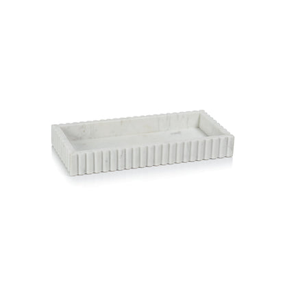 Camogli Scalloped Marble Tray - White - Tray by Carlyle Avenue