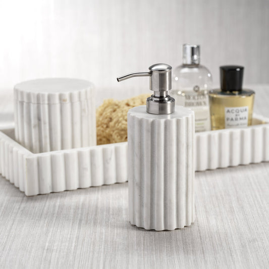 Camogli Fluted White Marble Soap / Lotion Dispenser