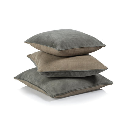 Suede Linen Blend Accent Pillow - Shoreline Gray - Throw Pillow by Carlyle Avenue