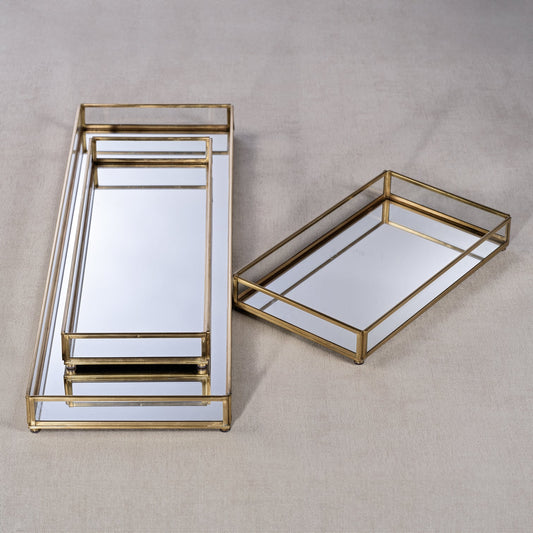 Celine Metal Edged Mirrored Vanity Tray